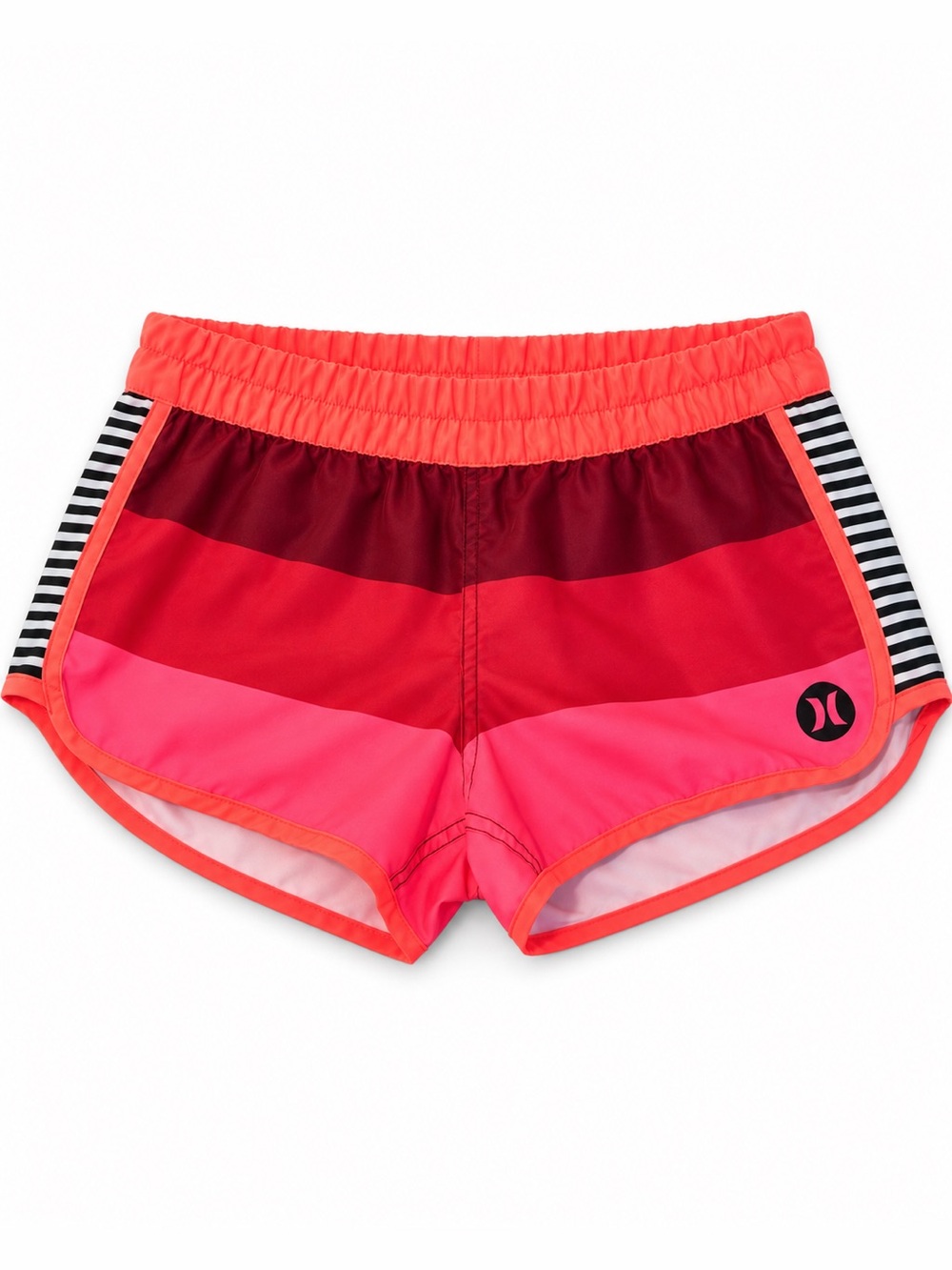 Hurley Women’s Pink Red Colorblock Board Shorts Y2K Surf Beach Swim Shorts
